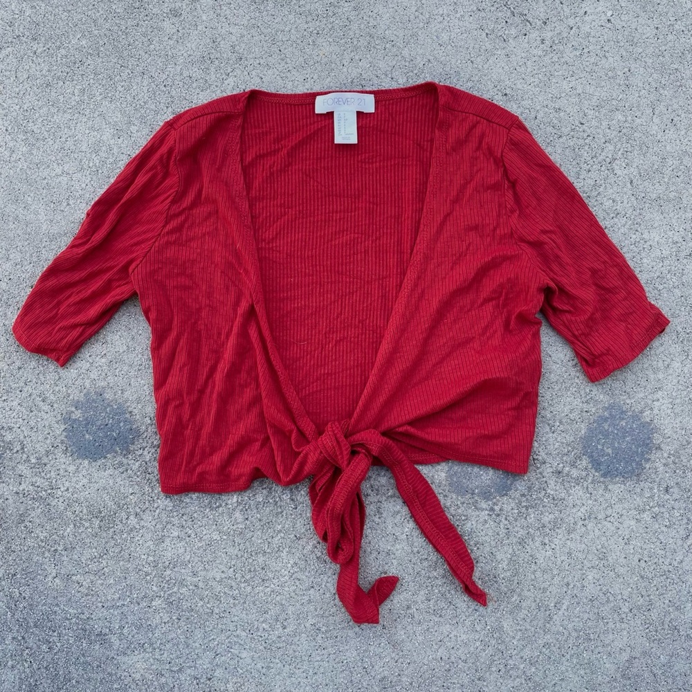 Red Orange Open Wrap Crop Top